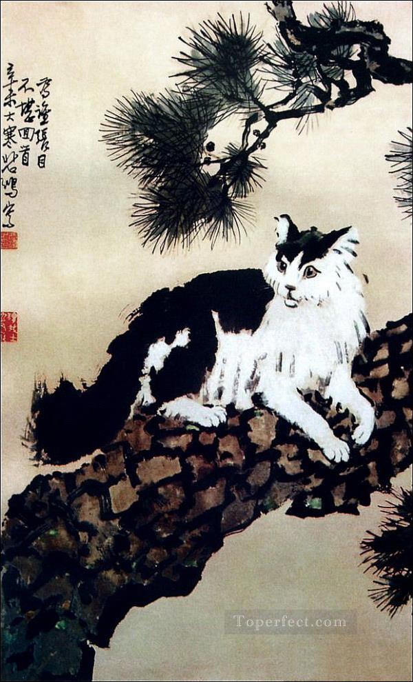 Xu Beihong cat on tree old China ink Oil Paintings